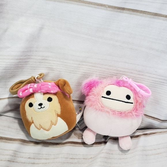 Squishmallows Bag Clips Andres Sheltie Dog & Caparinne Pink Yeti Bigfoot 4 Inch - Picture 9 of 9